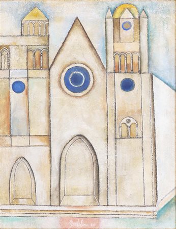 FRANCO GENTILINI (Faenza, 1909 - Roma, 1981) Cattedrale bianca 1980 olio su...