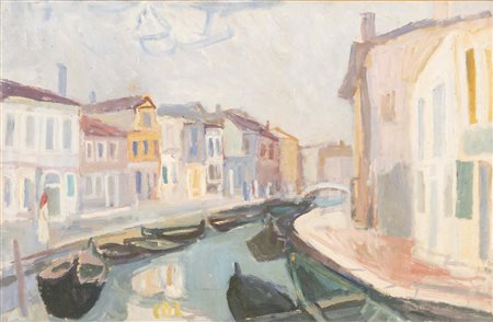 CARLO DALLA ZORZA (Venezia, 1903 - 1977) Burano, canale cavanelle (anni '40)...