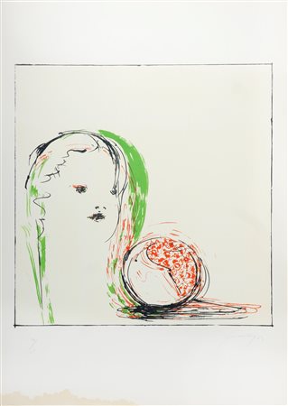 Piero Guccione (Scicli 1935-Modica 2018)  - Volto femminile, 1969