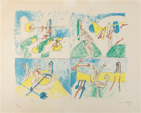 Roberto Sebastian Matta (Santiago Del Cile  1911-Civitavecchia 2002)  - Composizione con quattro riquadri 