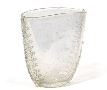 BAROVIER ERCOLE Vaso piumato Vaso a corpo ovale in pesante e spesso vetro a...