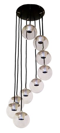 SARFATTI GINO 2109/12 Grande lampadario con diffusori in vetro trasparente....