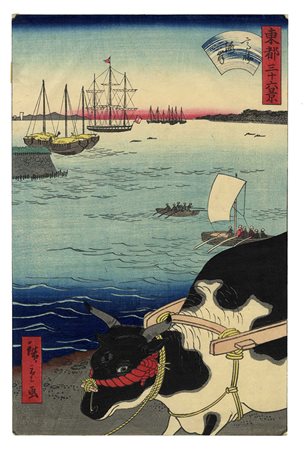 Utagawa Hiroshige II (Shigenobu), Takanawa kaigan (La spiaggia a Takanawa). 1862 (Bunkyu 3°).