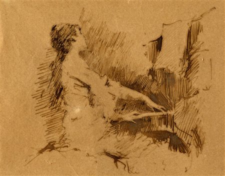 Tranquillo Cremona, Bozzetto per donna al pianoforte. 