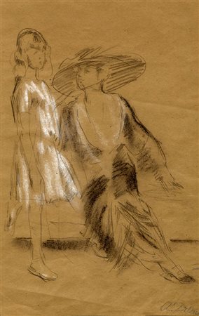Etienne Adrien Drian, Signora con cappello e bambina. 