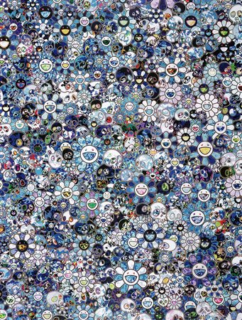 Takashi Murakami, Skulls and Flowers Blue. 2012.