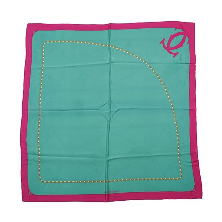 CARTIER  - Foulard verde e fucsia.