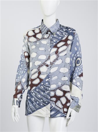  HERMES - Camicia con stampa astratta.