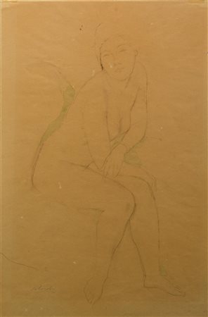 Aldo Salvadori FIGURA FEMMINILE matita e acquerello su carta, cm 53x34 firma...