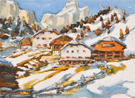 Hubert Mumelter (Bozen/Bolzano 1896 - 1981) Seiseralm im Winter;Acquerello,...