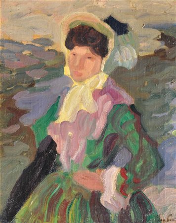 Leo Putz (Meran/Merano 1869 - 1940) Donna nel parco, 1903;Olio su tela, 63,5...