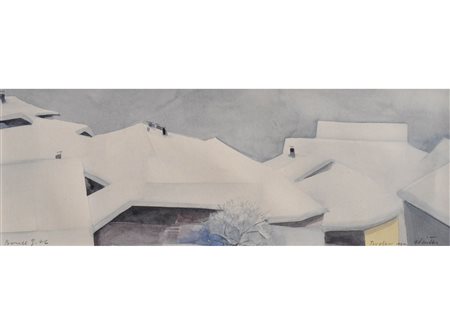 Gotthard Bonell (Truden/Trodena 1953) Trodena in inverno, 1976;Acquerello,...