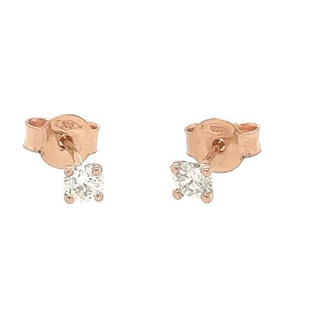 ORECCHINI IN ORO ROSA 14K 0.79 GR CON DIAMANTI PER 0.36 CT TOTALI CERTIFICATO...