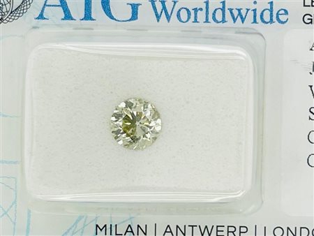 DIAMANTE 0,7 CT COLORE FANCY GIALLO CHIARO VERDASTRO PUREZZA I1 TAGLIO...