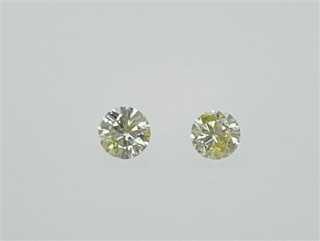 2 DIAMANTI 0,42 CT COLORE FANCY GIALLO CHIARO PUREZZA SI3-I1 - TAGLIO...