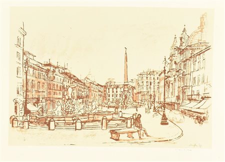 Moffri PIAZZA NAVONA - ROMA stampa su carta da Reader's Digest, cm 32x44...