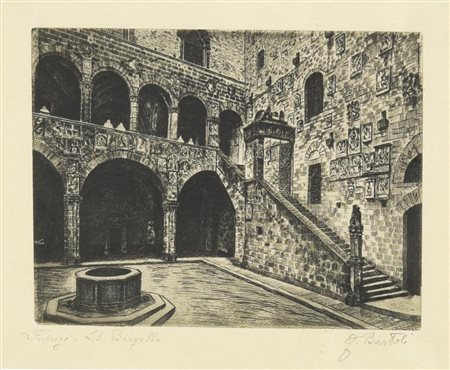 Bartoli FIRENZE. IL BARGELLO acquaforte,cm 11,5x15,5, su foglio cm 14,5x18...