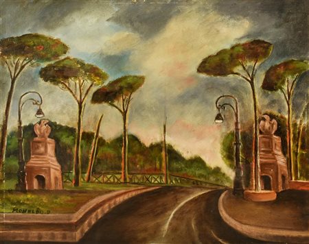 D. Monaldo VILLA BORGHESE olio su cartone telato,cm 40x50 firma sul retro:...