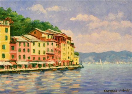 Claudio Ciardi PORTOFINO olio su tela, cm 18x25 firma sul retro firma e titolo