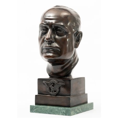 SCULTURA in bronzo raffigurante "Testa di Mussolini"