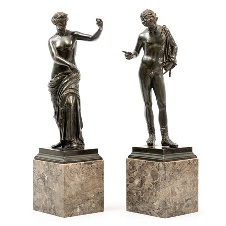 OFFICINA ITALIANA DEL XIX SECOLO, Due sculture in bronzo