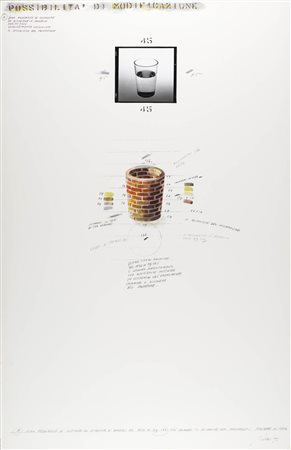 FABRIZIO PLESSI
Sulla possibilità di costruire un bicchiere di mattoni del peso di kg. 120 così chiamato "il bicchiere del muratore". Progetto n. 1326, 1975