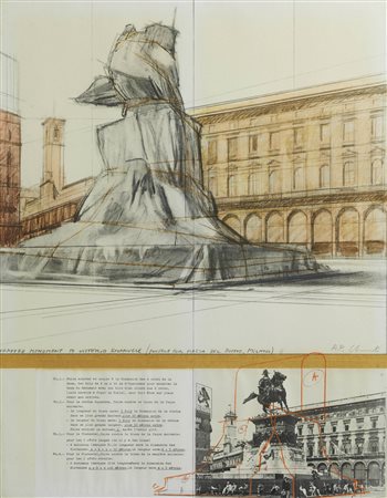 CHRISTO
Wrapped monument to Vittorio Emanuele (project for Piazza del Duomo, Milano), 1975