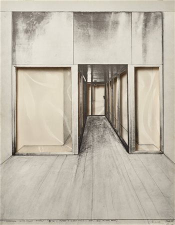 Christo "Corridor Store Front, Project" 1968serigrafia in due parti montata su