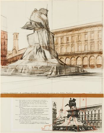 Christo "Wrapped Monument to Vittorio Emanuele, Project for Piazza del Duomo, Mi