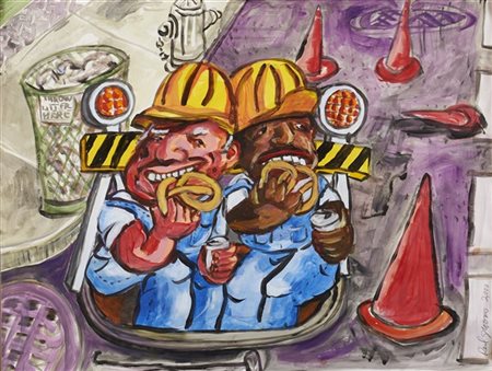 RED GROOMS "Study for Pretzel Break" 2000
acrilico su carta
cm 44,5x59
Firmato e