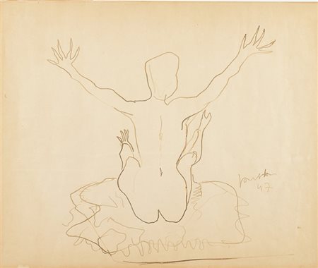 Lucio Fontana "Nudo femminile di schiena" 1947
inchiostro su carta
cm 36,4x43,5