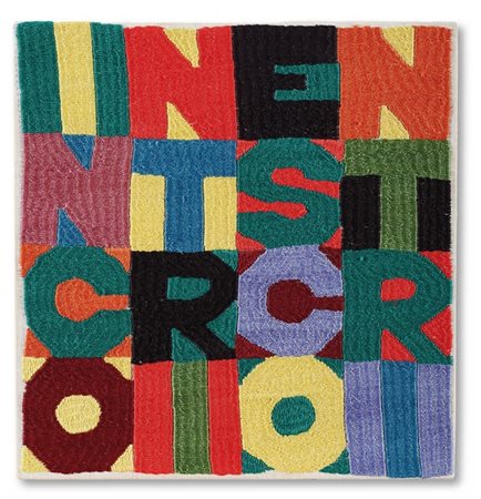 ALIGHIERO BOETTI "Incontri e scontri" 1988
ricamo su tessuto
cm 18x17
Firmato al