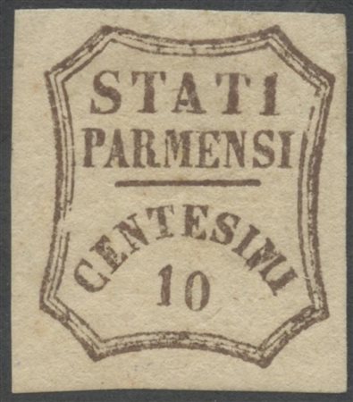 1859, 10c. Bruno N.14 nuovo con gomma, linguellato. (A+) (A.Diena)