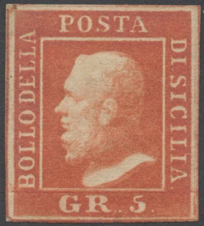 1859, 5gr. Vermiglio Vivo N.11a nuovo con gomma, MH. (A+) (Alberto Diena,...