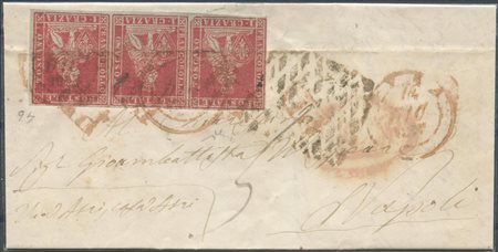 14.12.1855, Lettera da Pisa per napoli affrancata per 3cr. Tramite una...