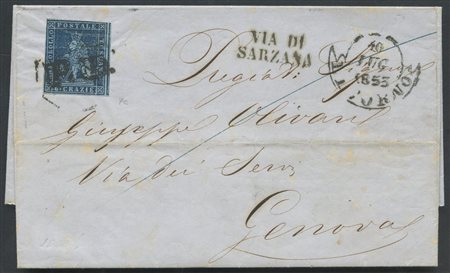 10.06.1853, Lettera Da Livorno a Genova affrancata tramite un 6 Crazie...