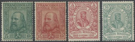 1910, Garibaldi N.87/90 nuova con gomma MLH. Cert. Oliva