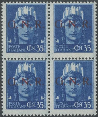 1944, 35c. Soprastampato G.N.R. tiratura di Brescia in quartina nuova MNH....