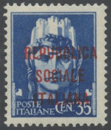 1944, R.S.I. - SAGGI 35c. Con soprastampa del tipo 'm' in rosso, nuovo con...