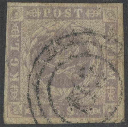 1854, 16s. Grigio Violetto N.6, usato. (A) (Cert.Raybaudi)