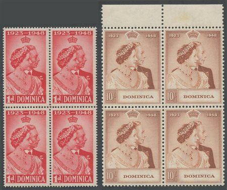 Dominica, 1948 Royal Silver Wedding N.112/113 in splendide quartine MNH.