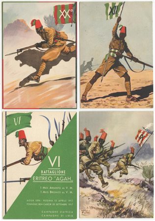 II Guerra Mondiale, Cartoline illustrate ''Coloniali''. 14 pezzi Viaggiati e...