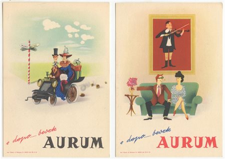 Cartoline pubblicitarie illustrate ''Aurum'' (6 pezzi), non viaggiate.