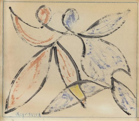 ACQUAVIVA GIOVANNI (1900-1971) Ballerine tecnica mista su carta cm 30x33...
