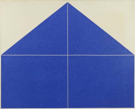 RODOLFO ARICO' (1930-2002) Senza Titolo 1971 collage blu su tela cm 73x93...