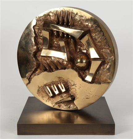 ARNALDO POMODORO (1926-) Ruota 1995 bronzo dorato diametro cm 30x8 esemplare...