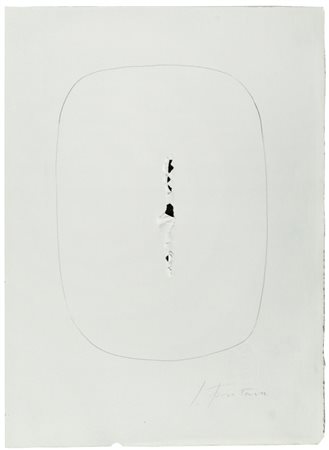 LUCIO FONTANA (1899-1968) Concetto spaziale 1965 matita e strappo su carta cm...