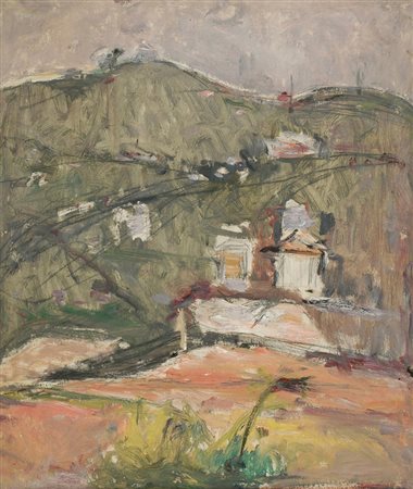 ARTURO TOSI (1871-1956) Montagne del bergamasco olio su tavola cm 60x50...
