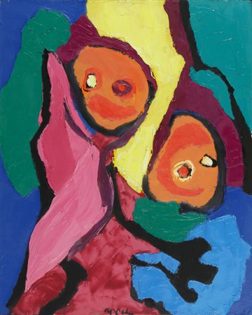 KAREL APPEL (1921-2006) Composition 1971 olio su tela cm 65x81 firmato in...