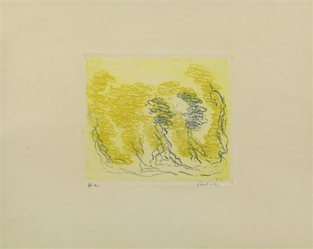JEAN FAUTRIER (1898-1964) Le cinq arbres 1927 acquaforte cm 23,5x28,5 firmata...